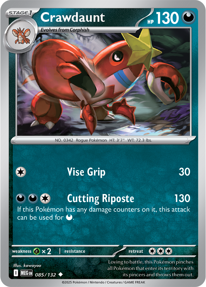 Mega Evolution 085/132 Crawdaunt Reverse Holo
