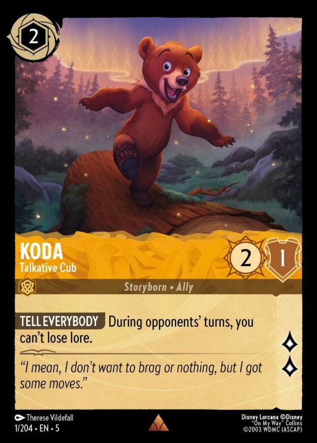 Disney Lorcana Shimmering Skies 001/204 Koda - Talkative Cub