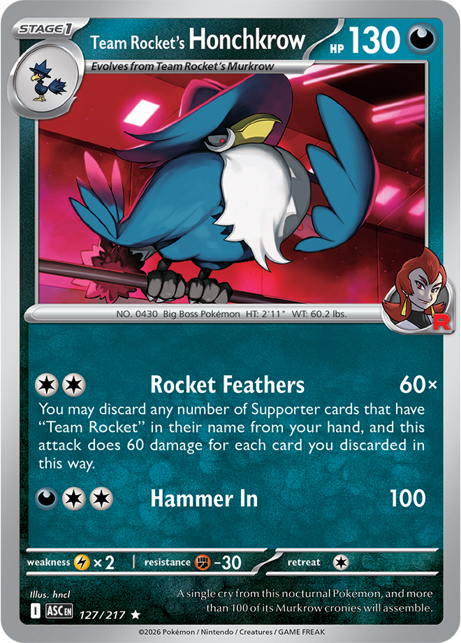Mega Evolution - Ascended Heroes 127/217 Team Rocket’s Honchkrow Reverse Holo