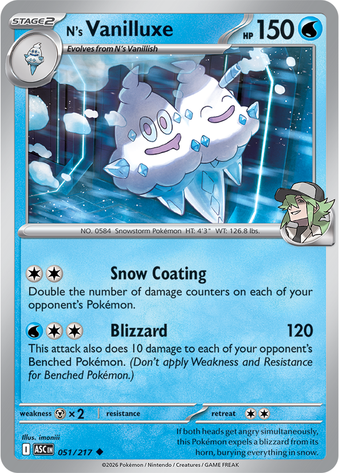 Mega Evolution - Ascended Heroes 051/217 N’s Vanilluxe Reverse Holo