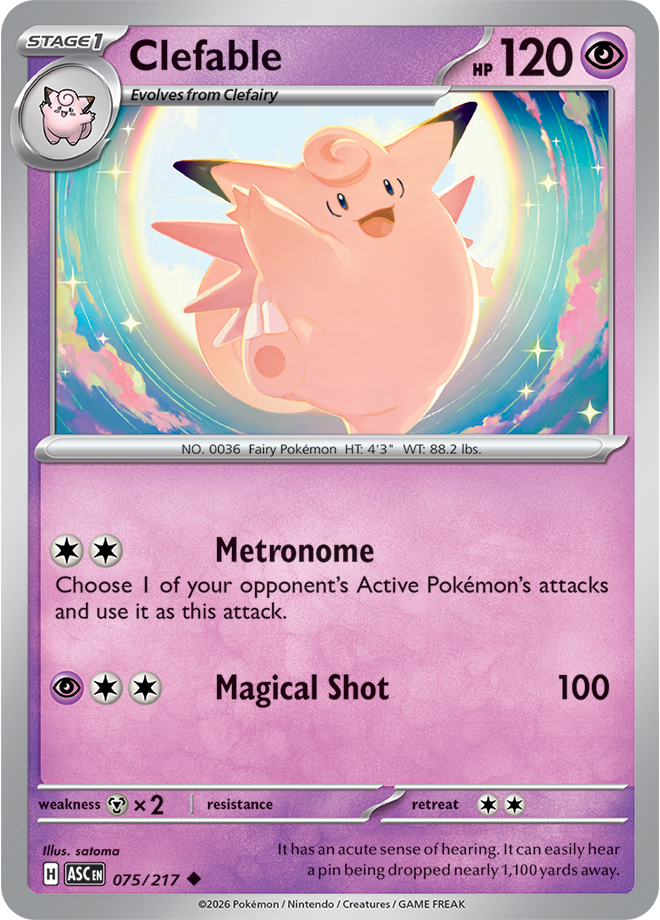 Mega Evolution - Ascended Heroes 075/217 Clefable Reverse Holo
