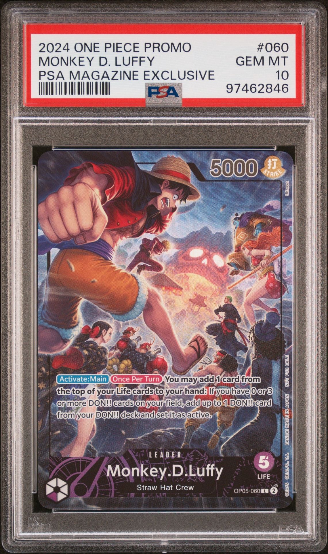 2024 One Piece Promos 060 Monkey D. Luffy PSA Magazine Exclusive PSA 10