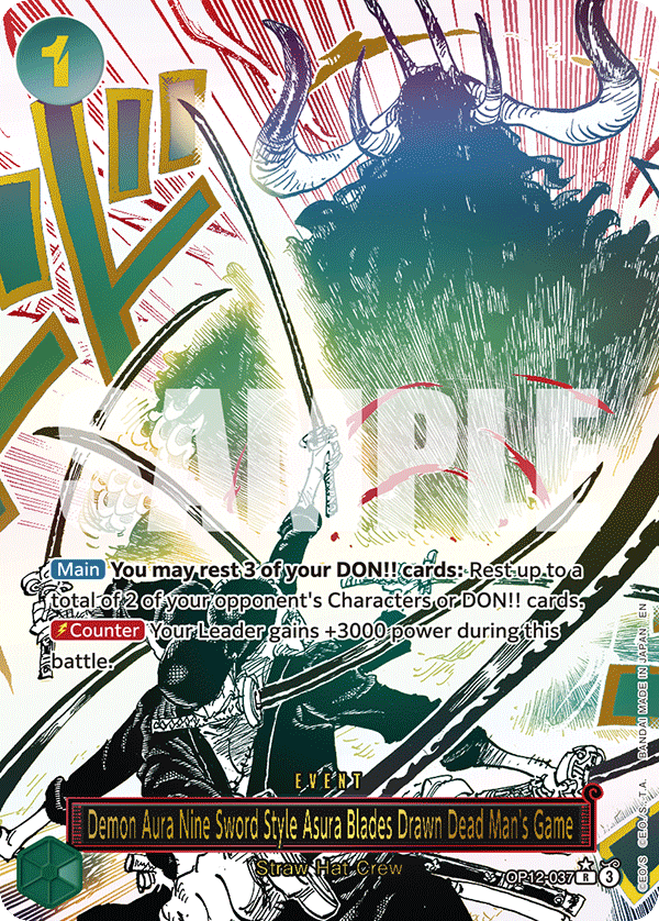 OP12-037 | R | EVENT Demon Aura Nine Sword Style Asura Blades Drawn Dead Man's Game Parallel