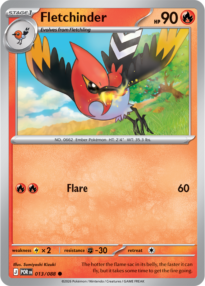 Mega Evolution - Perfect Order 013/088 Fletchinder Reverse Holo