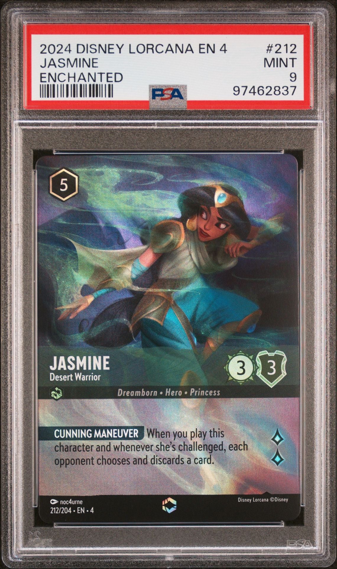 2024 Disney Lorcana EN 4-Ursula's Return 212 Jasmine - Desert Warrior Enchanted PSA 9