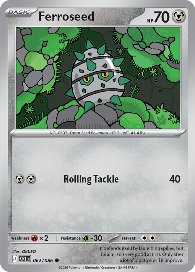 Mega Evolution - Chaos Rising 062/086 Ferroseed Reverse Holo