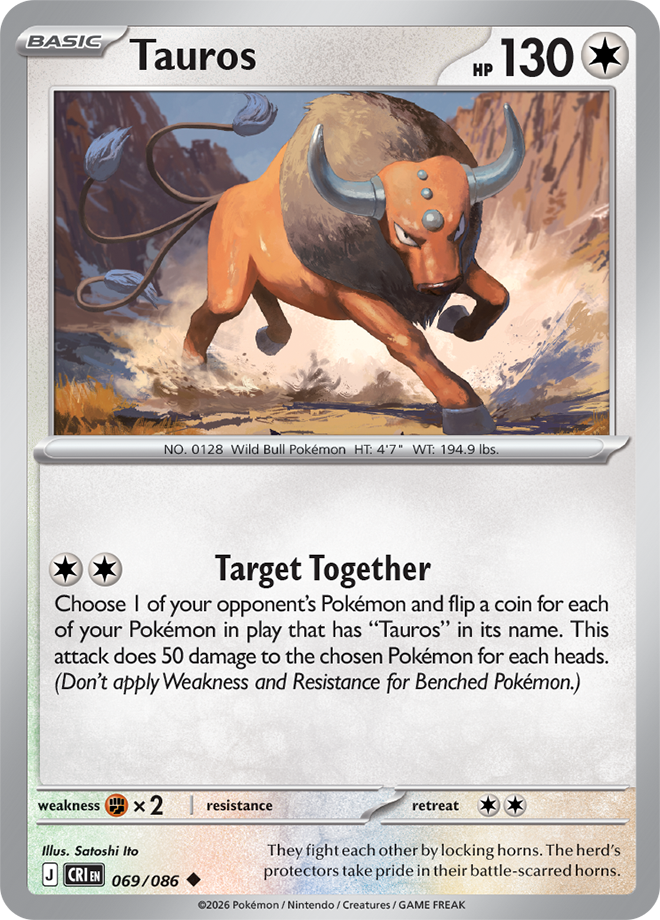 Mega Evolution - Chaos Rising 069/086 Tauros Reverse Holo