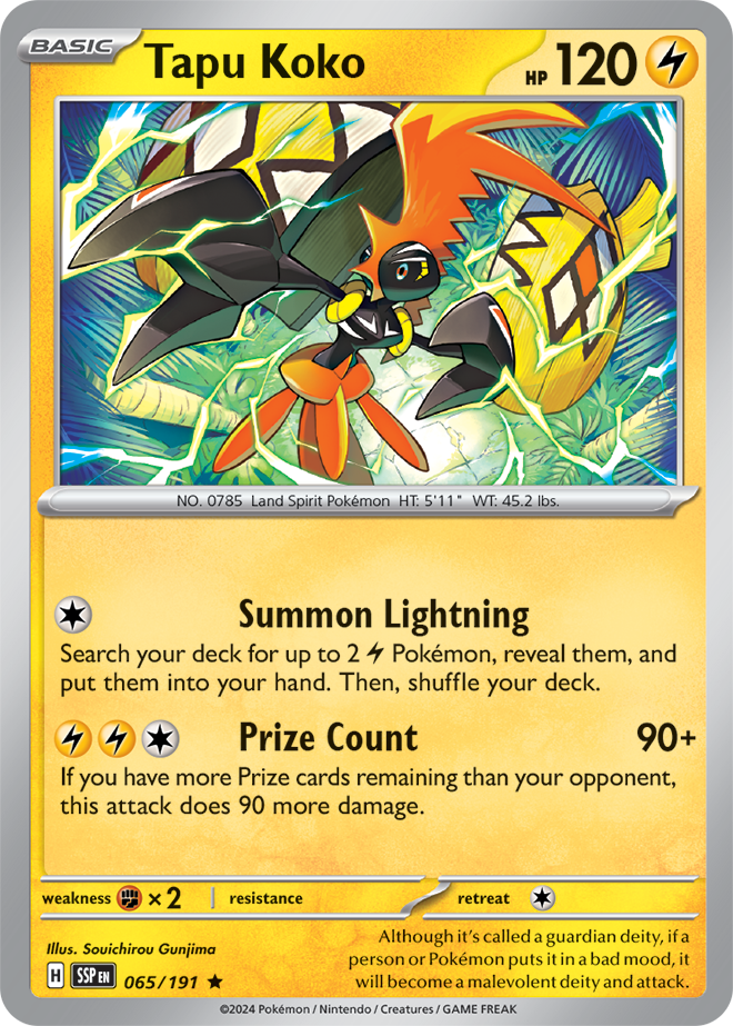 Scarlet & Violet Surging Sparks 065/191 Tapu Koko Reverse Holo