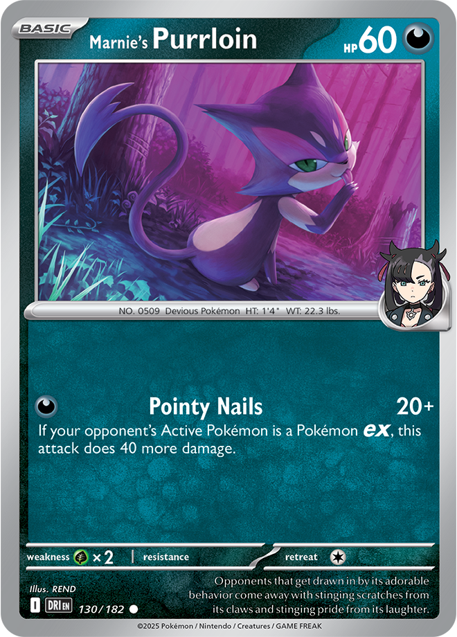 Scarlet & Violet Destined Rivals 130/182 Marnie’s Purrloin Reverse Holo
