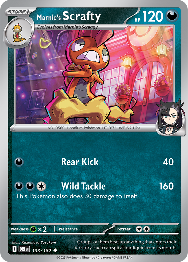 Scarlet & Violet Destined Rivals 133/182 Marnie’s Scrafty Reverse Holo
