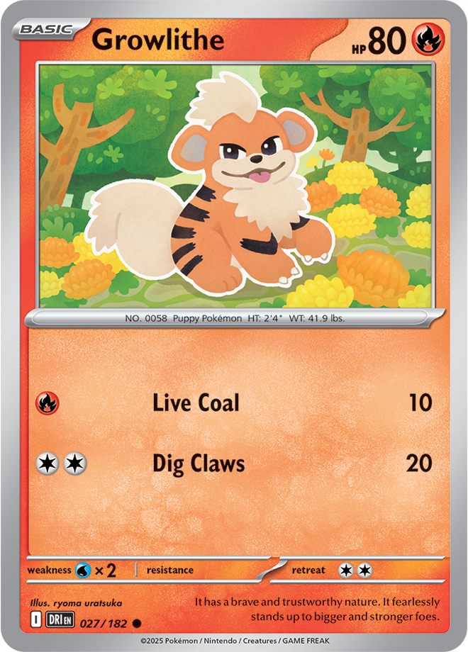 Scarlet & Violet Destined Rivals 027/182 Growlithe Reverse Holo