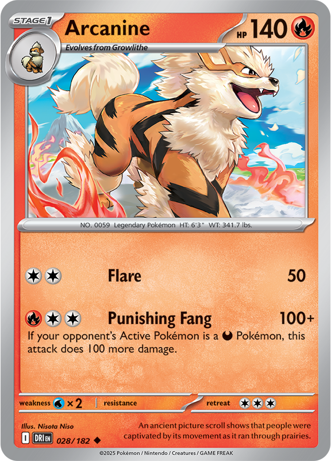 Scarlet & Violet Destined Rivals 028/182 Arcanine Reverse Holo