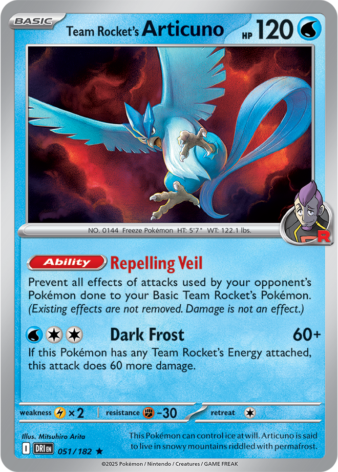 Scarlet & Violet Destined Rivals 051/182 Team Rocket's Articuno Reverse Holo