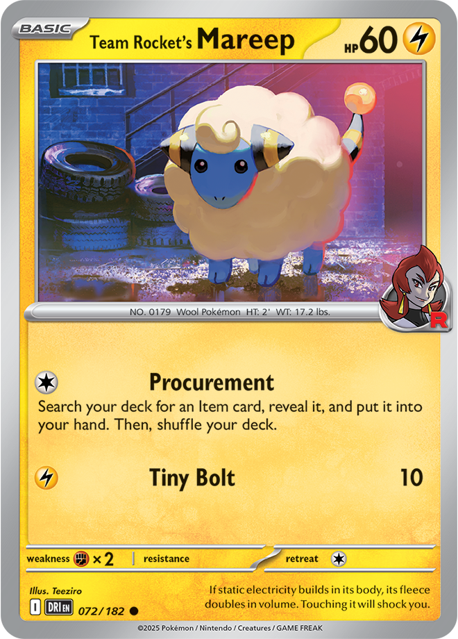 Scarlet & Violet Destined Rivals 072/182 Team Rocket’s Mareep Reverse Holo