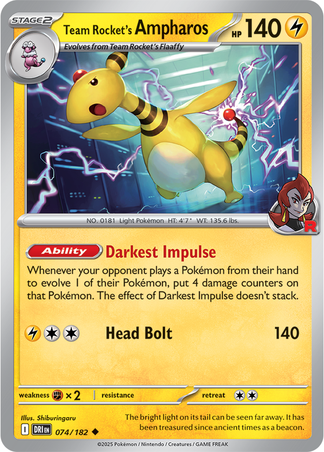 Scarlet & Violet Destined Rivals 074/182 Team Rocket’s Ampharos Reverse Holo