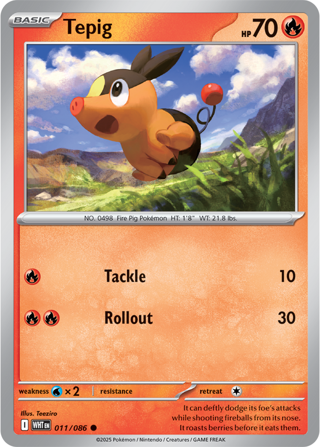 Scarlet & Violet White Flare 011/086 Tepig Reverse Holo