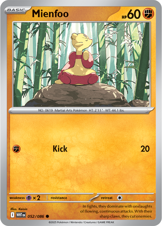 Scarlet & Violet White Flare 052/086 Mienfoo Reverse Holo