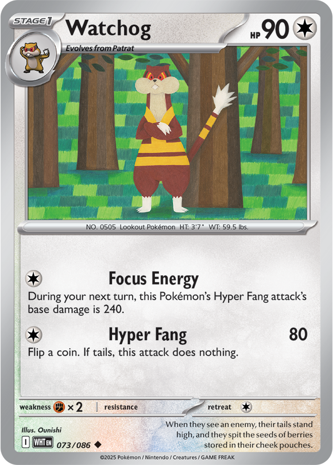 Scarlet & Violet White Flare 073/086 Watchog Reverse Holo