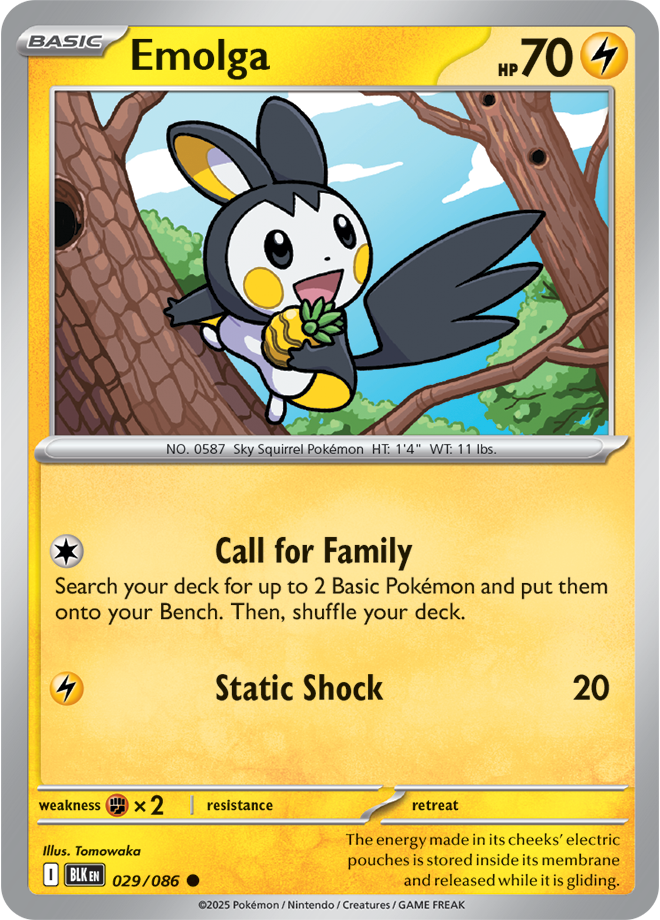 Scarlet & Violet Black Bolt 029/086 Emolga Reverse Holo