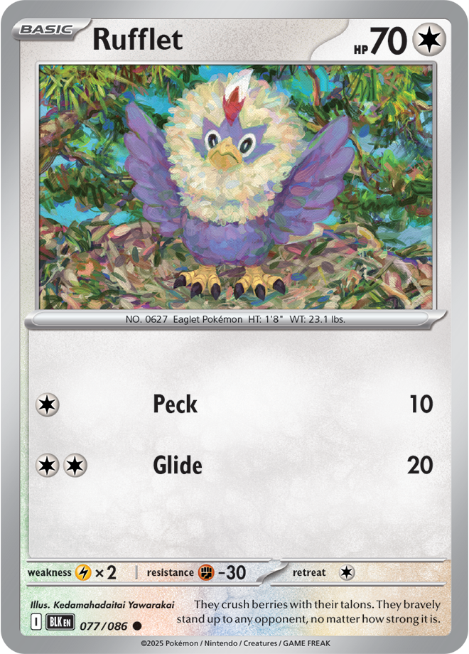 Scarlet & Violet Black Bolt 077/086 Rufflet Reverse Holo