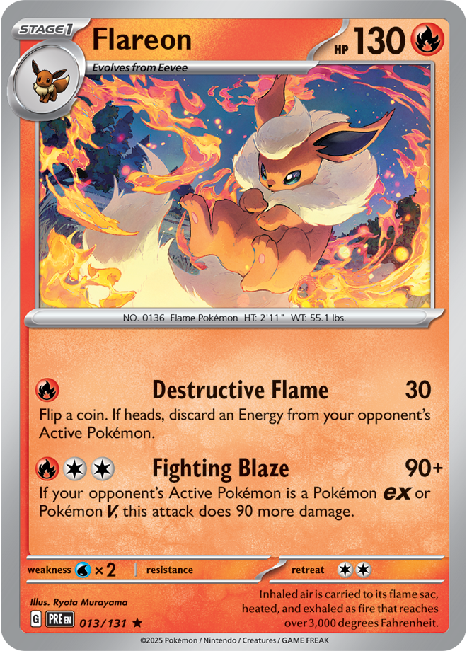 Scarlet & Violet Prismatic Evolutions 013/131 Flareon Master Ball Reverse Holo