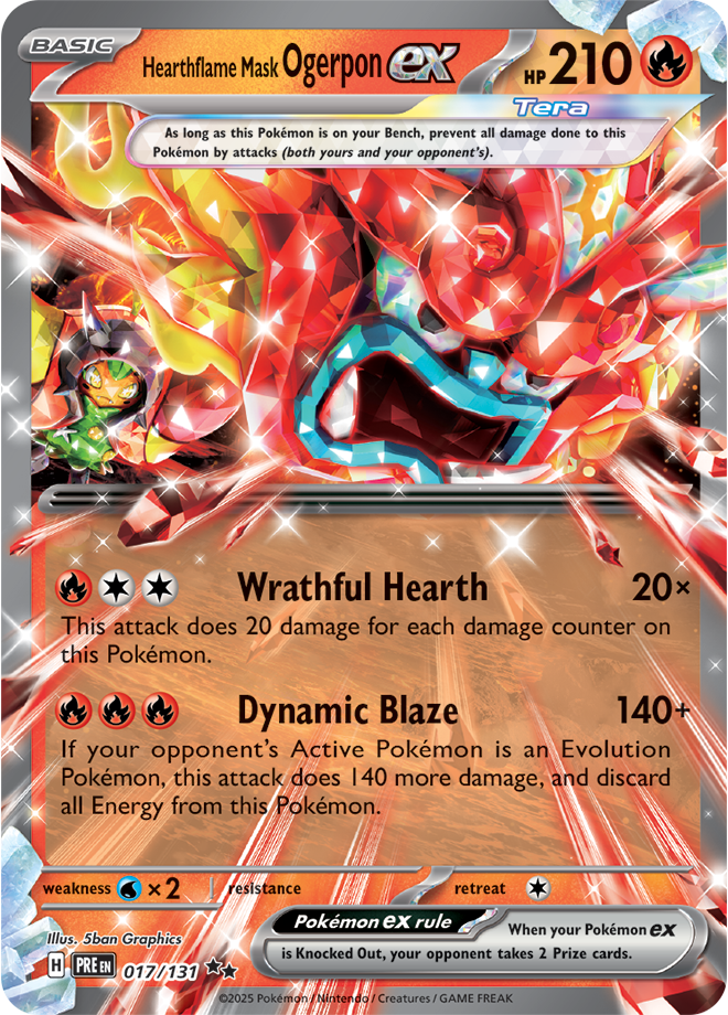 Scarlet & Violet Prismatic Evolutions 017/131 Hearthflame Mask Ogerpon ex