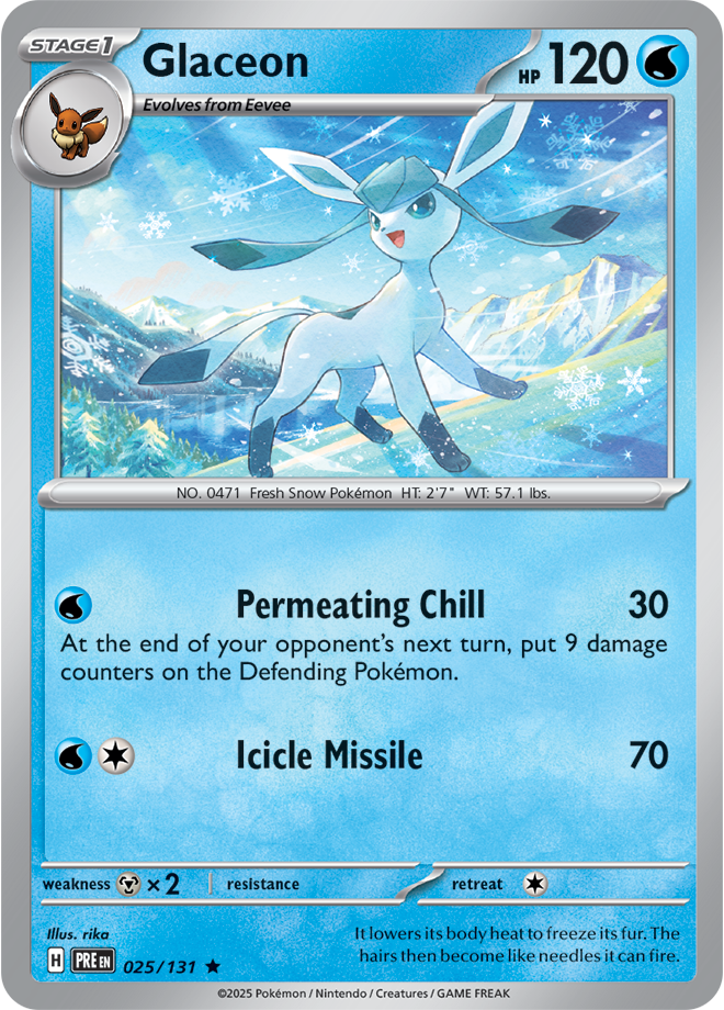 Scarlet & Violet Prismatic Evolutions 025/131 Glaceon Holo