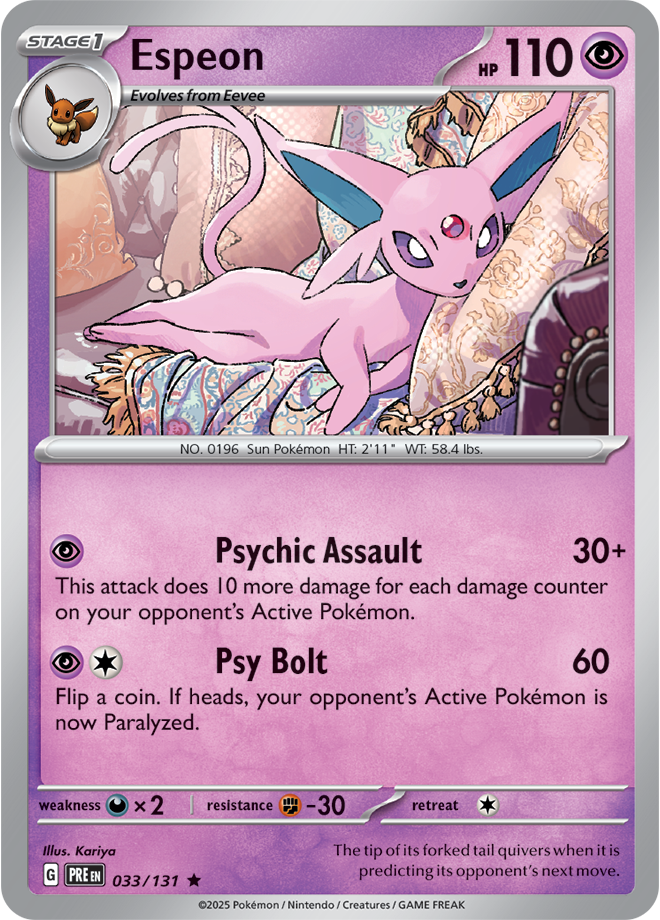 Scarlet & Violet Prismatic Evolutions 033/131 Espeon Poke Ball Reverse Holo