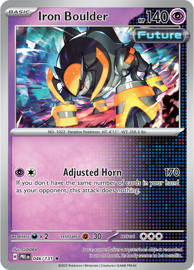 Scarlet & Violet Prismatic Evolutions 046/131 Iron Boulder Reverse Holo