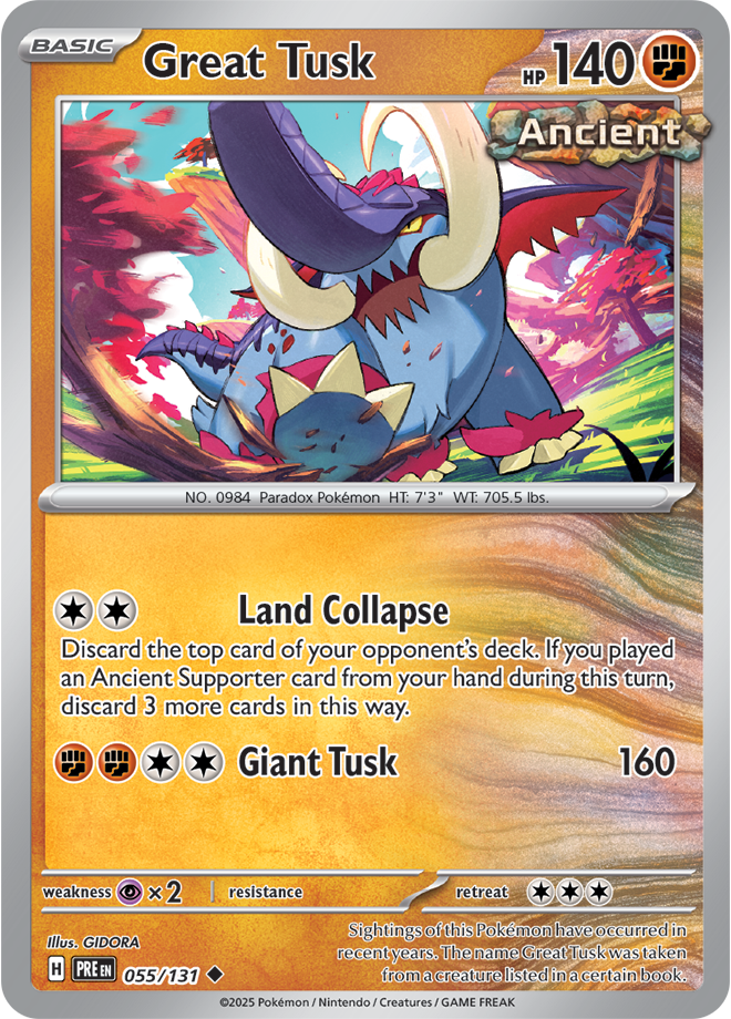 Scarlet & Violet Prismatic Evolutions 055/131 Great Tusk Reverse Holo