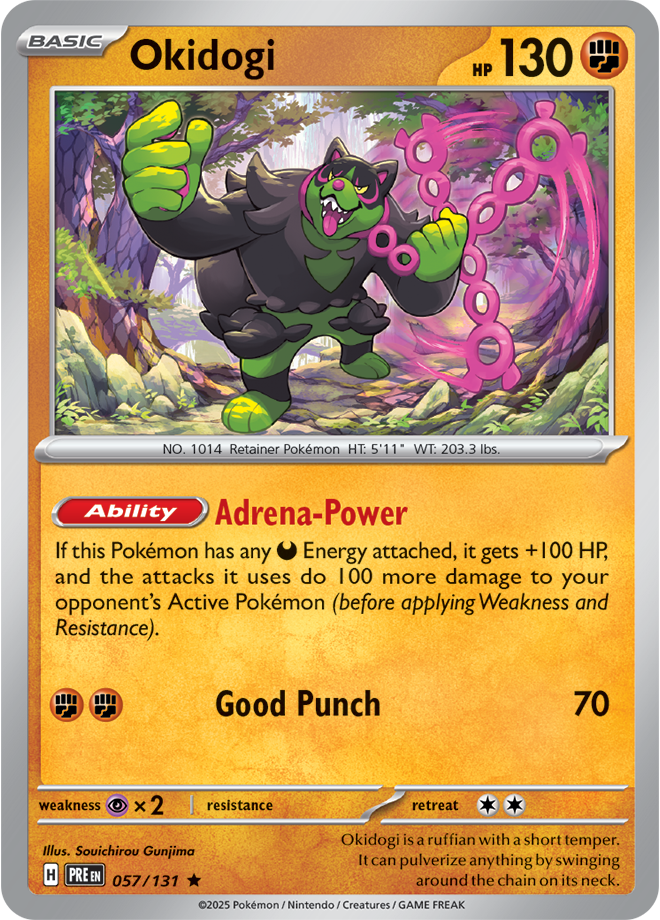 Scarlet & Violet Prismatic Evolutions 057/131 Okidogi Reverse Holo