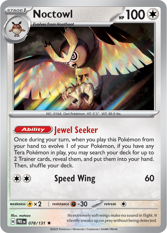 Scarlet & Violet Prismatic Evolutions 078/131 Noctowl Reverse Holo