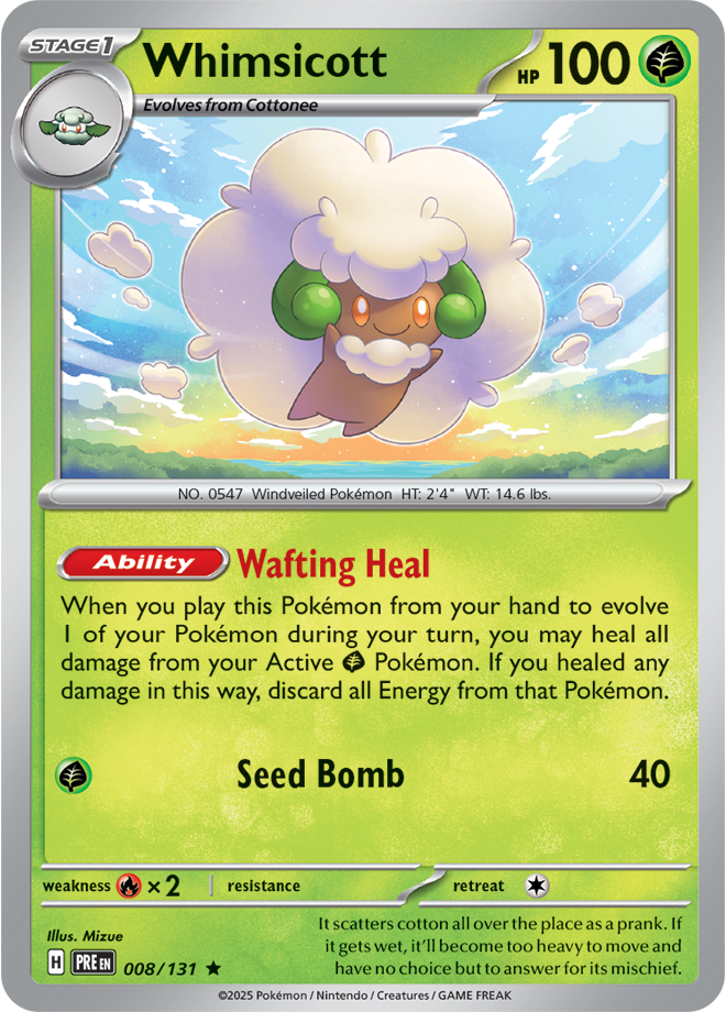 Scarlet & Violet Prismatic Evolutions 008/131 Whimsicott Reverse Holo