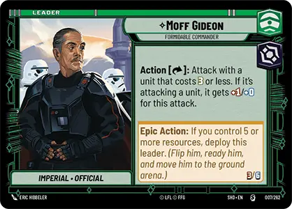 Star Wars: Unlimited Shadows of the Galaxy 007/262 Moff Gideon Formidable Commander