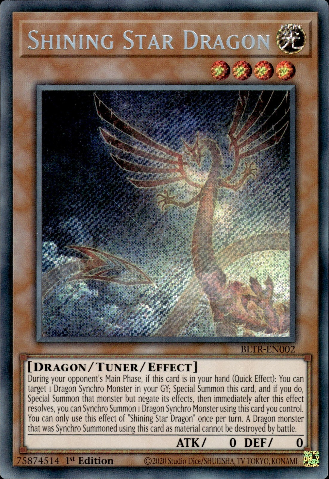Battles Of Legend: Terminal Revenge BLTR-EN002 Shining Star Dragon Secret Rare