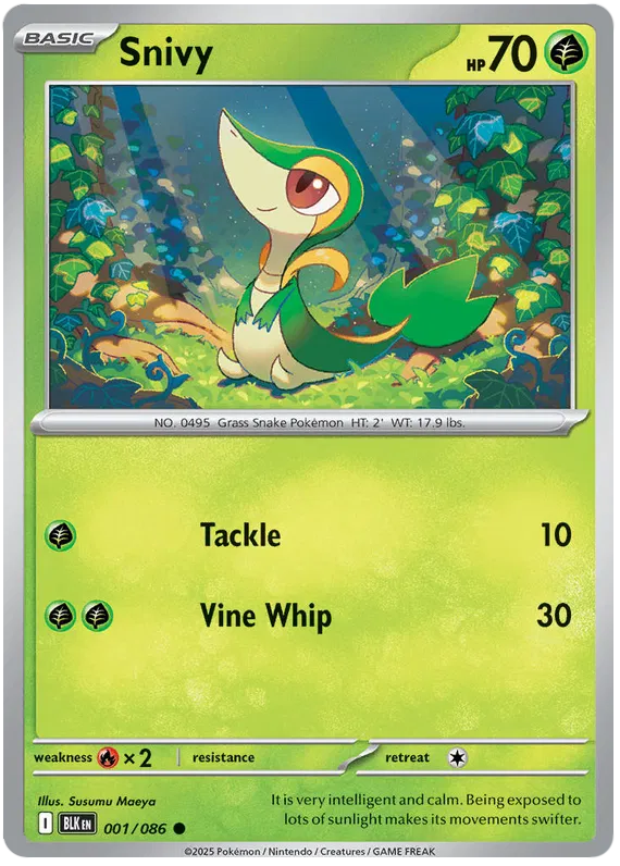 Scarlet & Violet Black Bolt 001/086 Snivy Poke Ball Reverse Holo