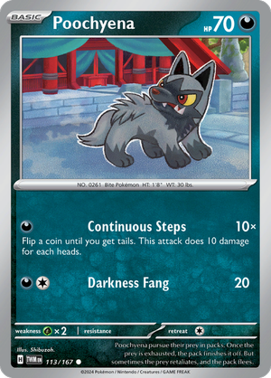 Scarlet & Violet Twilight Masquerade 113/167 Poochyena Revere Holo