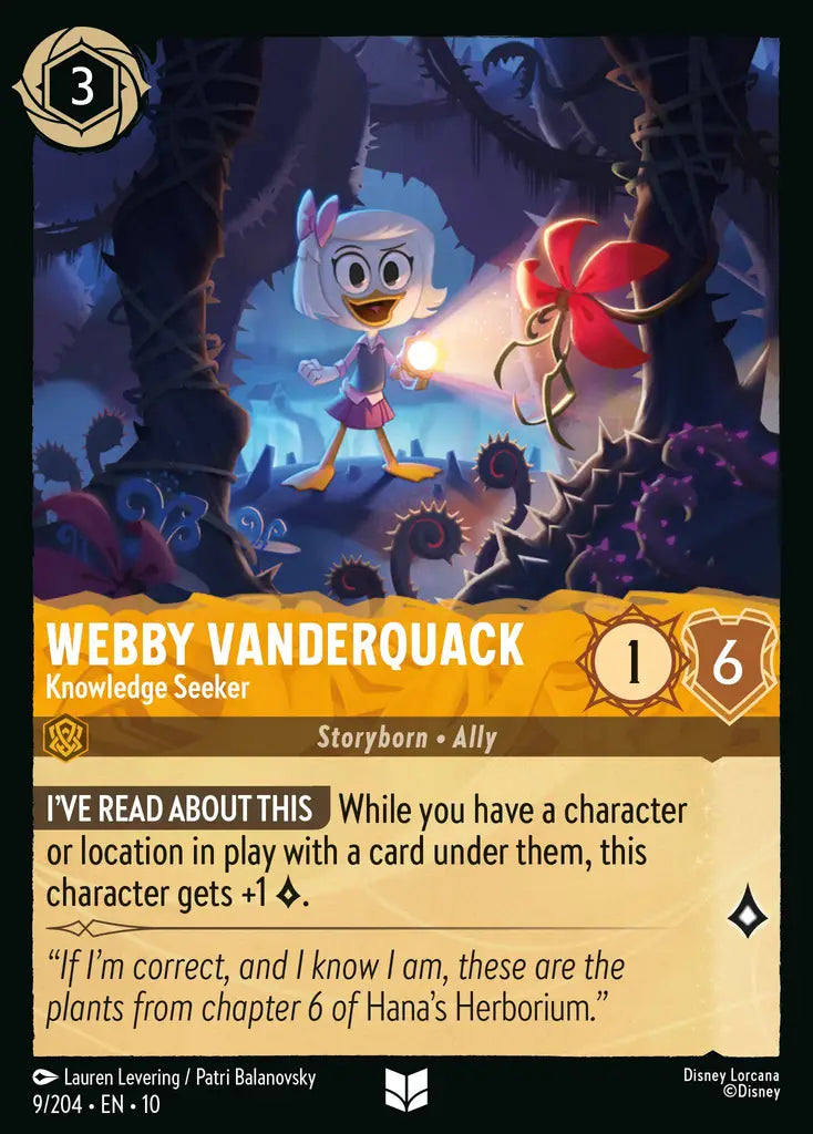 Disney Lorcana Whispers in the Well 009/204 Webby Vanderquack - Knowledge Seeker