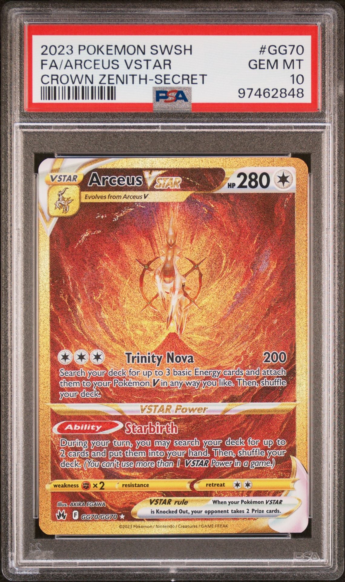 Pokemon Sword and Shield Crown Zenith GG70 Full Art/Arceus Vstar Secret PSA 10