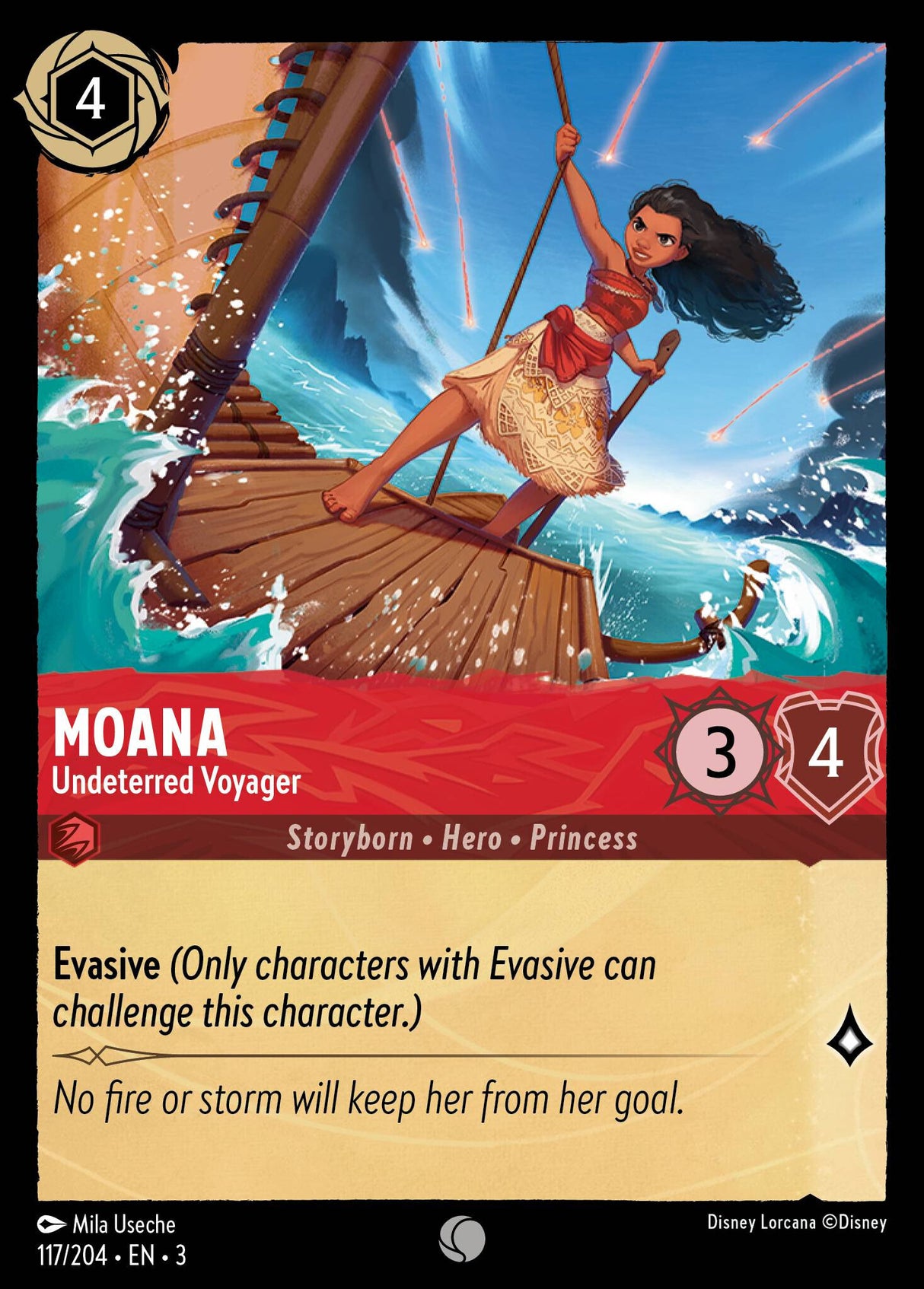 Disney Lorcana Into The Inklands 117/204 MOANA Undeterred Voyager