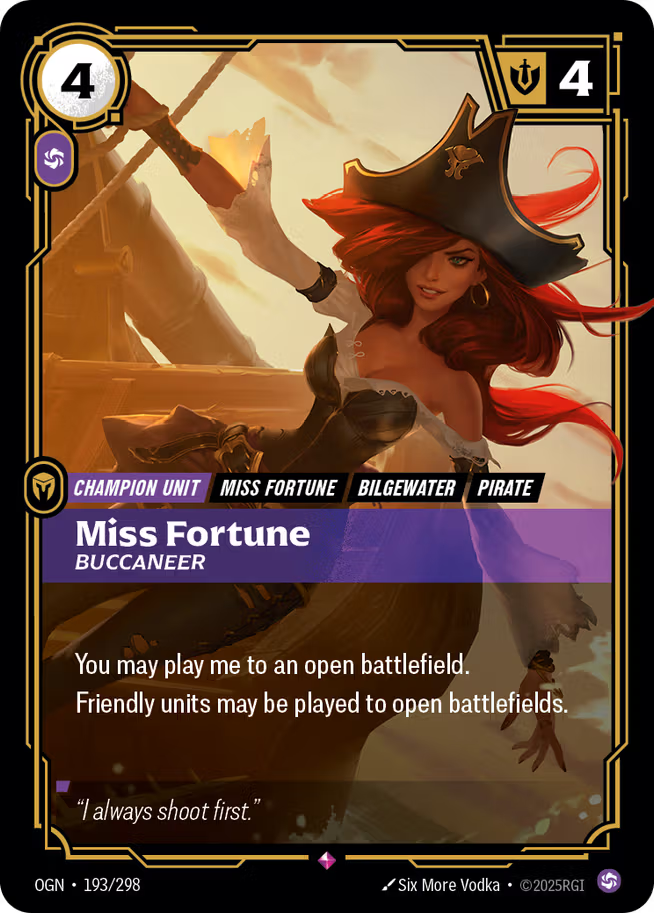 Riftbound: League of Legends TCG Origins 193/289 Miss Fortune, Buccaneer