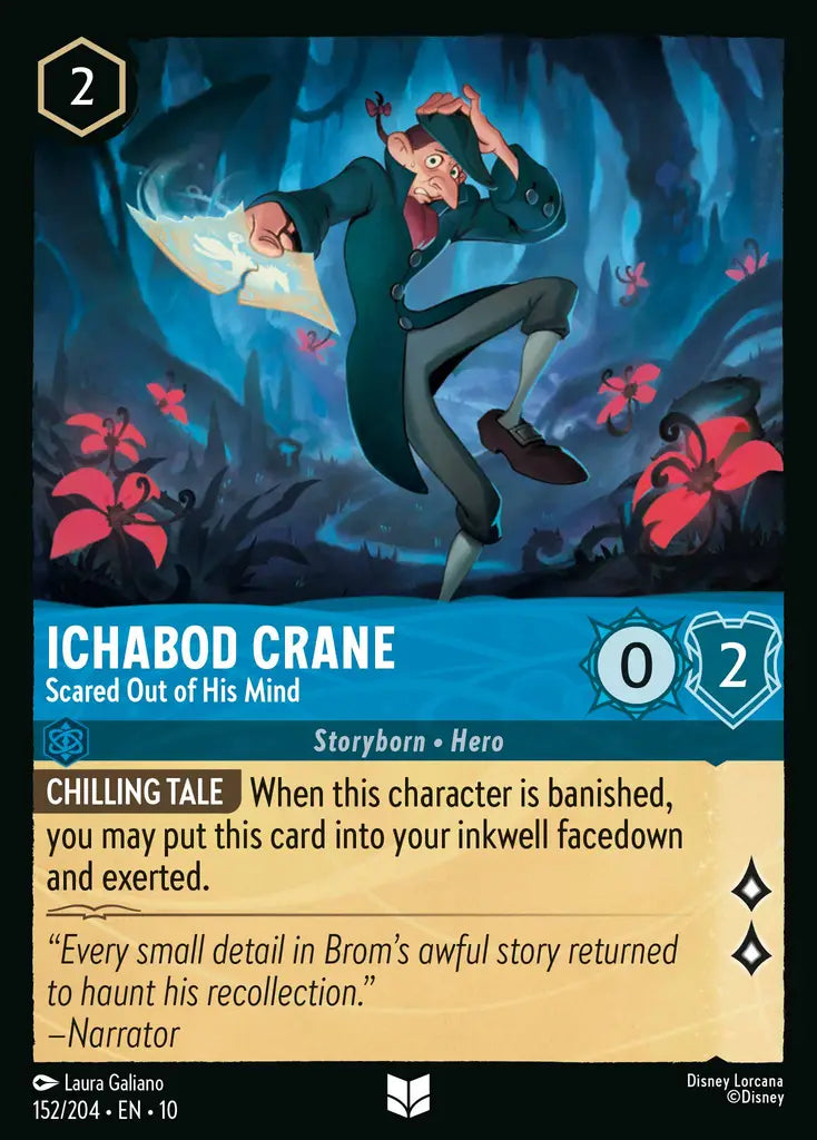 Disney Lorcana Whispers in the Well 152/204 Ichabod Crane - Scared Out of His Mind