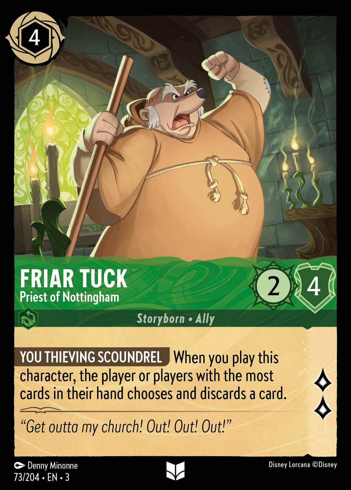 Disney Lorcana Into The Inklands 073/204 FRIAR TUCK Priest of Nottingham