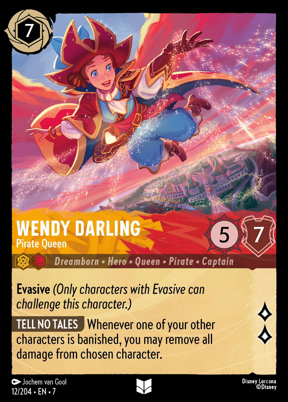 Disney Lorcana Archazia's Island 012/204 Wendy Darling - Pirate Queen Foil