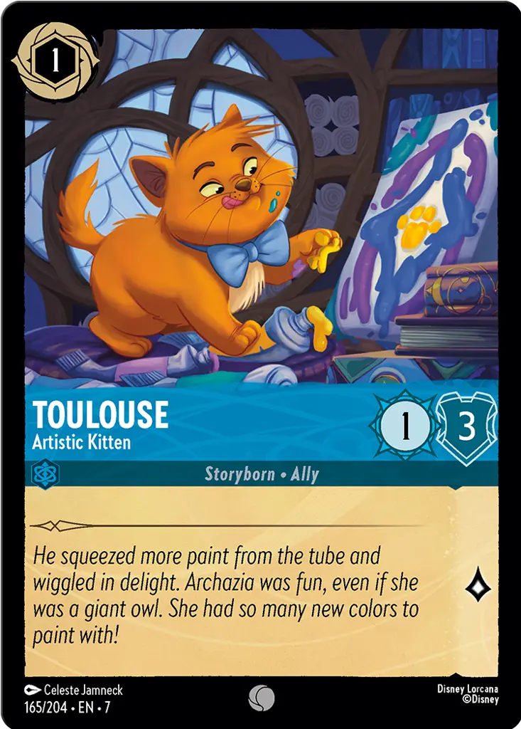 Disney Lorcana Archazia's Island 165/204 Toulouse - Artistic Kitten Foil
