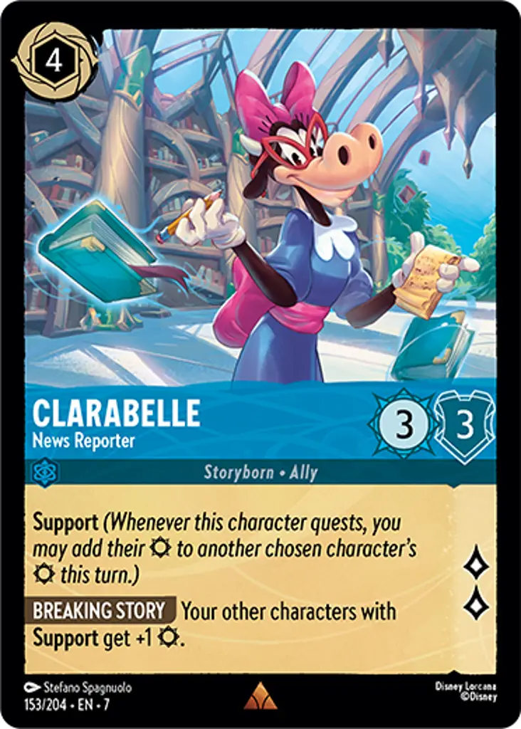 Disney Lorcana Archazia's Island 153/204 Clarabelle - News Reporter