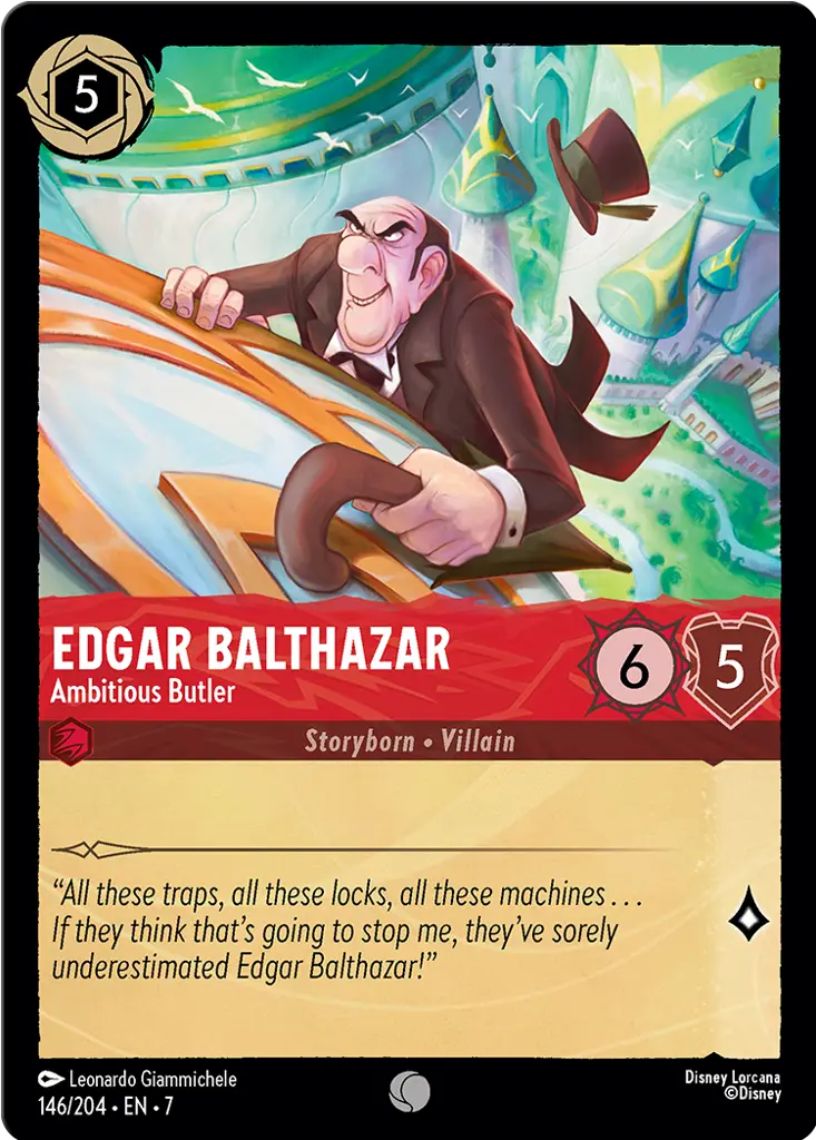 Disney Lorcana Archazia's Island 146/204 Edgar Balthazar - Ambitious Butler Foil