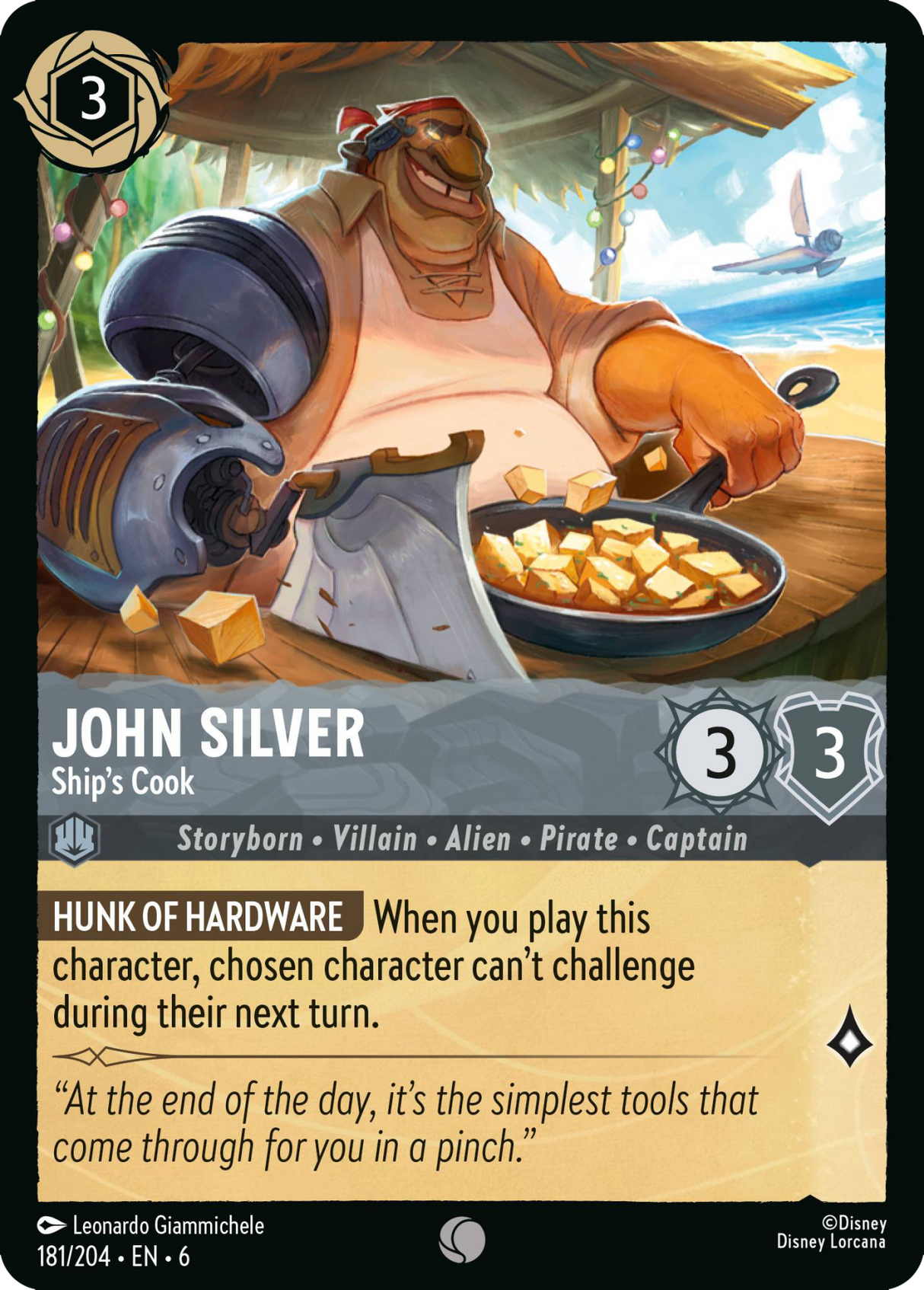 Disney Lorcana Azurite Sea 181/204 John Silver - Ship's Cook