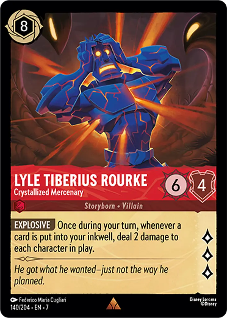 Disney Lorcana Archazia's Island 140/204 Lyle Tiberius Rourke - Crystallized Mercenary Foil