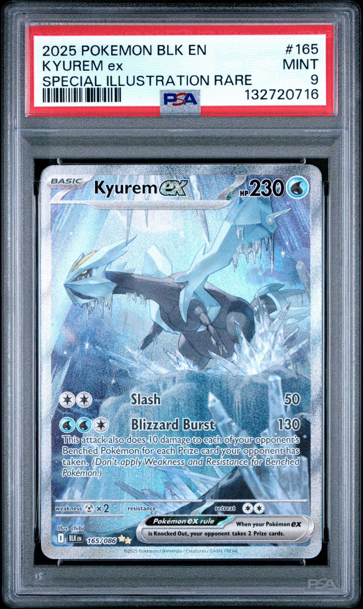 2025 POKEMON BLK EN-BLACK BOLT #165 KYUREM ex SPECIAL ILLUSTRATION RARE PSA 9
